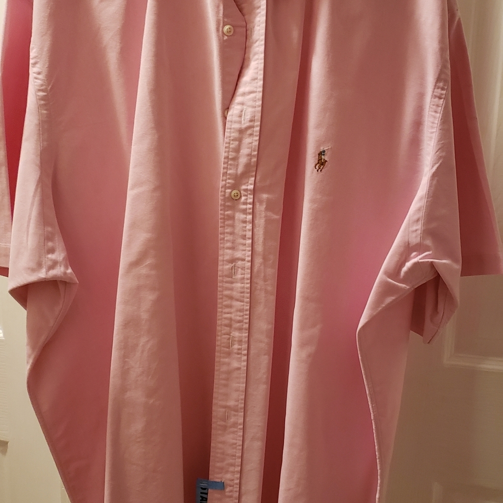 Mens Polo by Ralph Lauren S/S pink 3xb oxford shirt